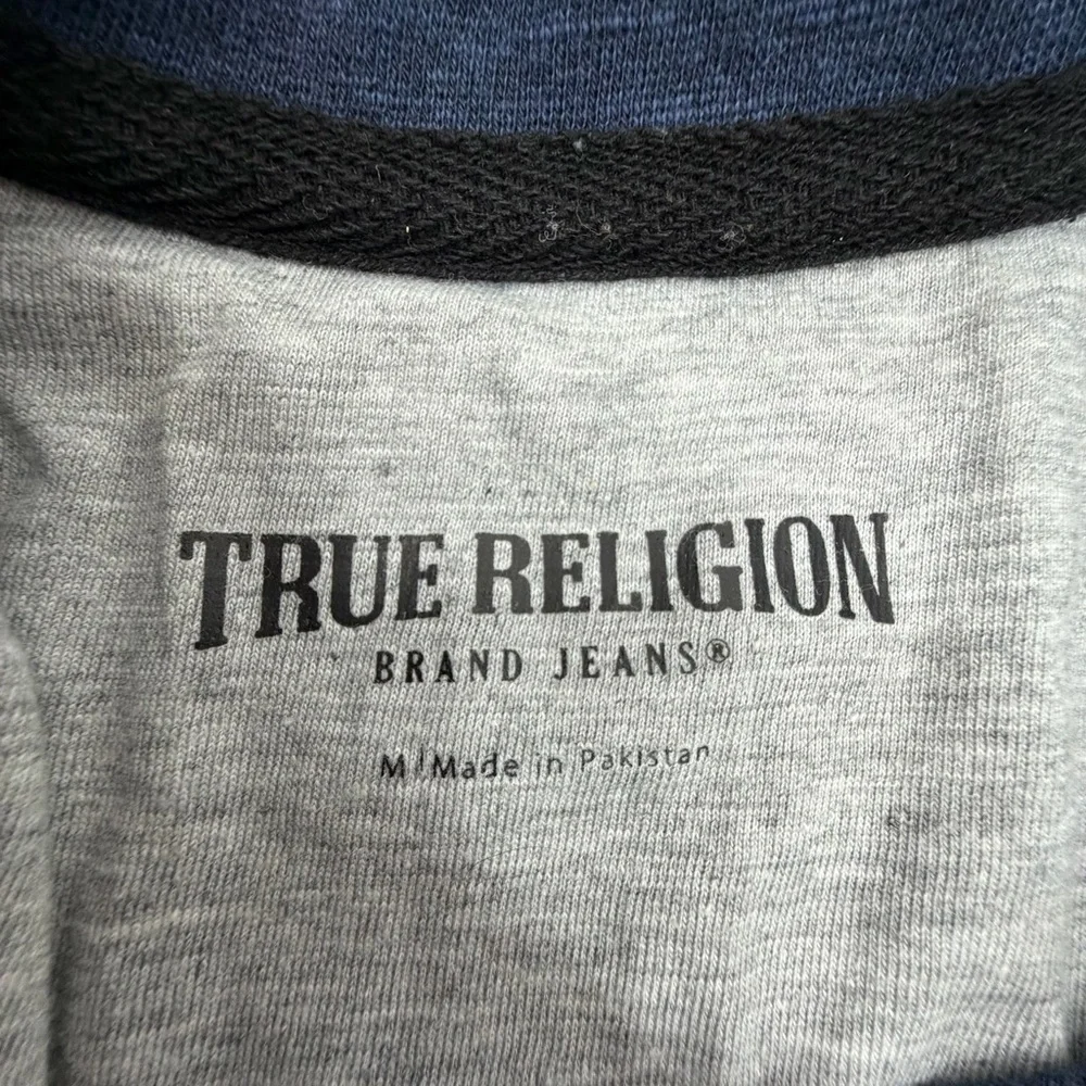 True Religion Men’s size Medium Navy Blue Horseshoe Logo Henley Shirt
